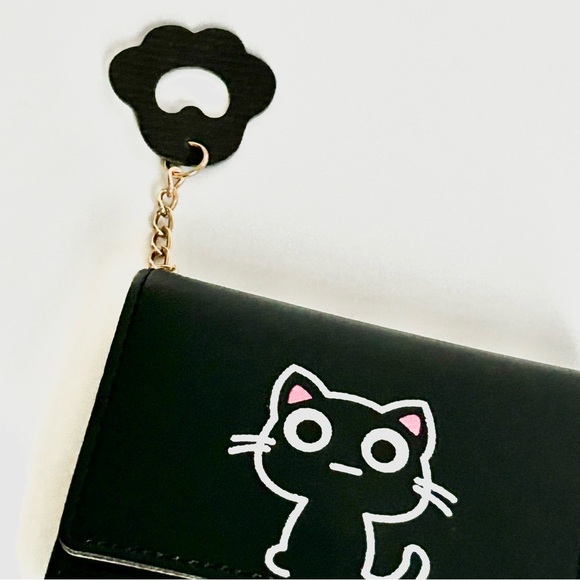 🌸Super Cute Cat/Kitten Wallet. Black w/ White Cat & Paw Charm - Picture 2 of 9